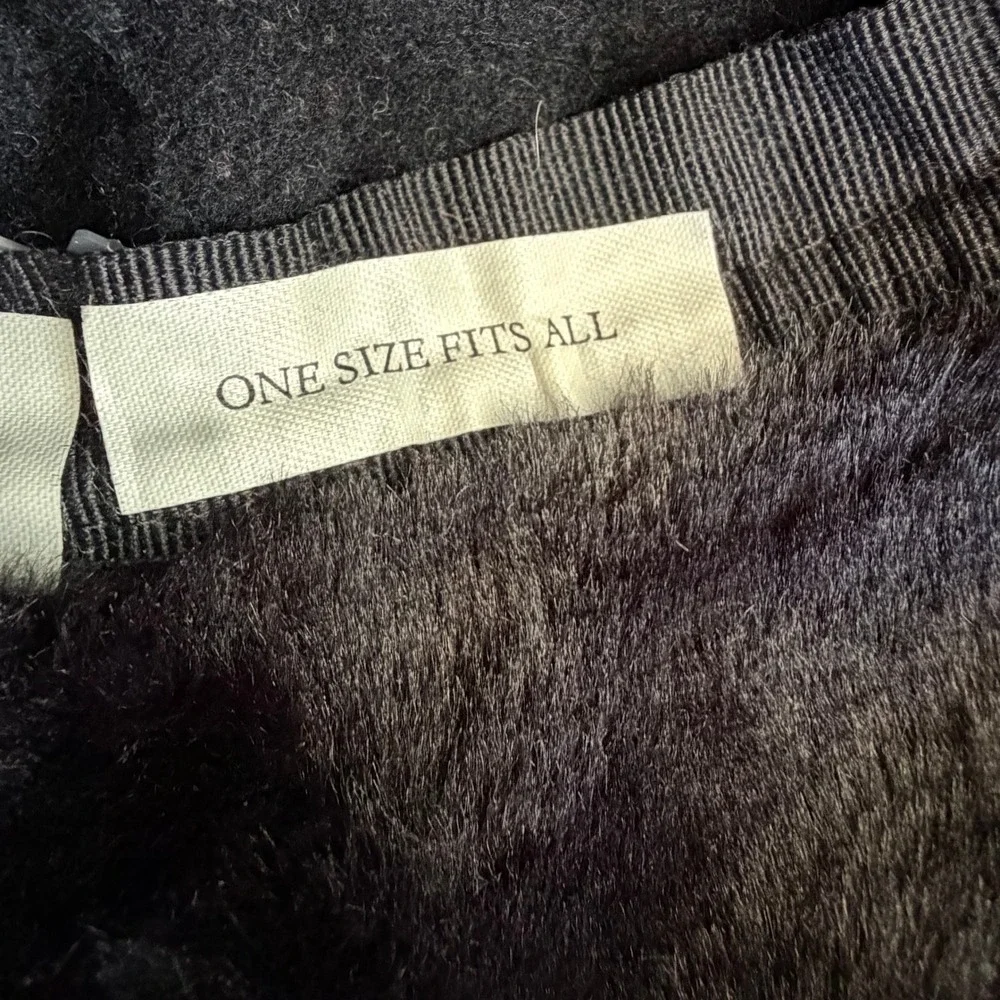 J Crew Black Quilted Trapper Hat Faux Fur Made‎ in Italy OSFM